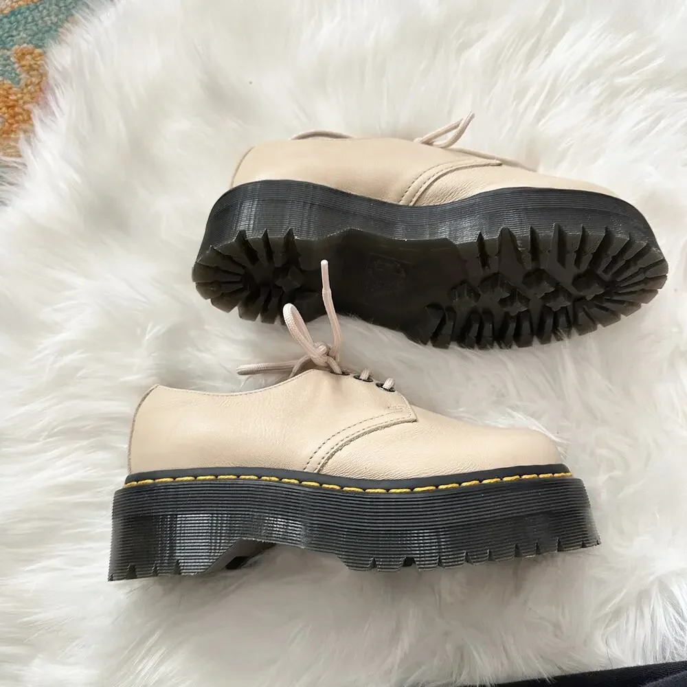 Dr. Martens 1461 II Pisa Leather Platform Shoes in Parchment Beige Size 6 - Picture 3 of 6